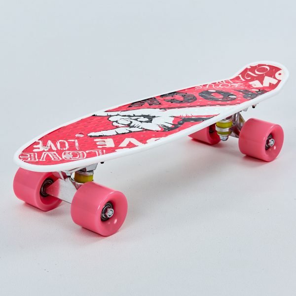 Скейтборд пластиковый Penny 22in с рисунком РОК (колесо-PU d-6см, р-р деки 55х14,5см, красный)