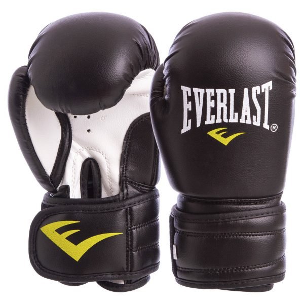 Перчатки боксерские PVC на липучке ELS (р-р 4-14oz, цвета в ассортименте) - Черный-4 унции