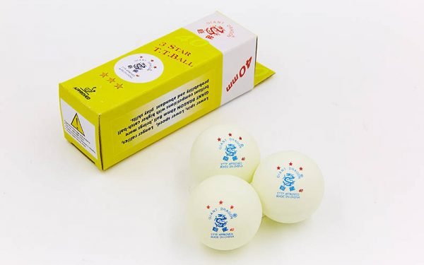 Набор мячей для настольного тенниса 3 штуки GIANT DRAGON TECHNICAL 3* (целлулоид, d-40мм, цвета в ассортименте) 43143 - Цвет Белый