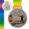 Медаль спортивная с лентой цветная d-6,5см Бадминтон (металл, 38g золото, серебро, бронза) - Цвет Серебряный