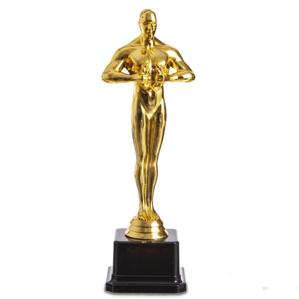 Награда (приз) спортивная ОСКАР (пластик, h-25см, b-9см, золото)
