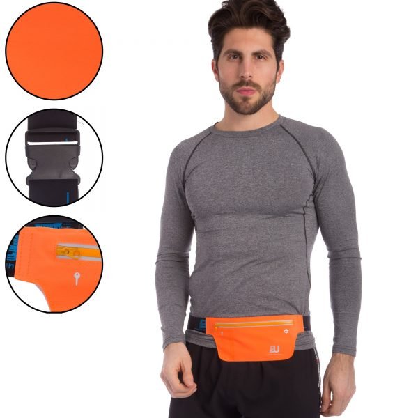 Ремень-сумка спортивная (поясная) для бега и велопрогулки (полиэстер, цвета в ассортименте) - Цвет Оранжевый