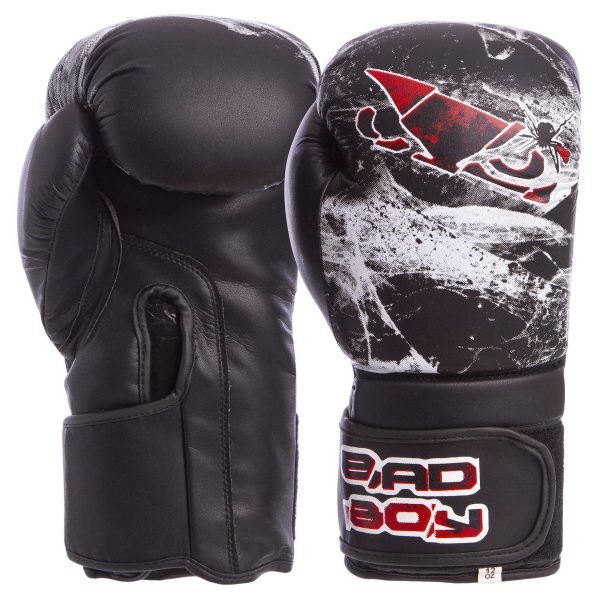 Перчатки боксерские FLEX на липучке BDB SPIDER (р-р 10-12oz, черный-белый) - Черный-белый-10 унции