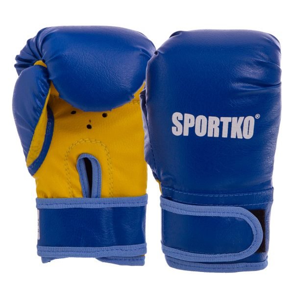 Перчатки боксерские детские SPORTKO PD-2 (кожвинил, р-р 4-8 oz, цвета в ассортименте) - Синий-4 унции