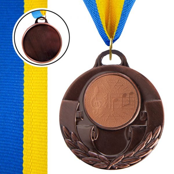Медаль спортивная с лентой AIM  d-5см Музыка (металл, 25g, 1-золото, 2-серебро, 3-бронза) - Цвет Бронзовый