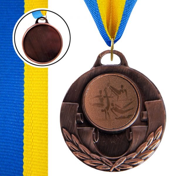 Медаль спортивная с лентой AIM  d-5см Спорт.гимнаст. (металл, 25g, 1-золото, 2-серебро, 3-бронза) - Цвет Бронзовый