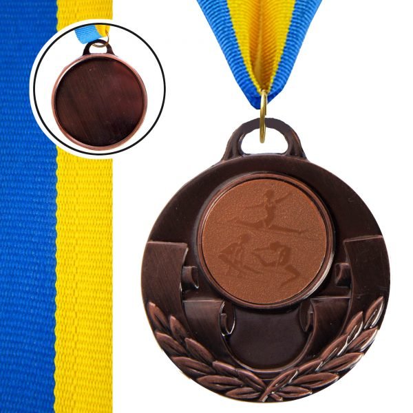 Медаль спортивная с лентой AIM  d-5см Худ. гимнастика (металл, 25g, 1-золото, 2-серебро, 3-бронза) - Цвет Бронзовый
