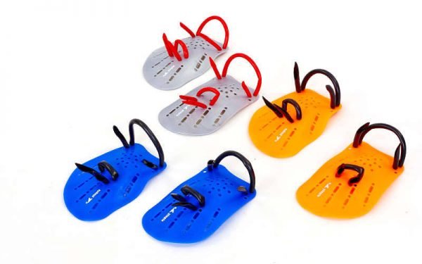 Лопатки для плавания гребные (пластик, резина, р-р S, L, синий, оранжевый, серый) - S
