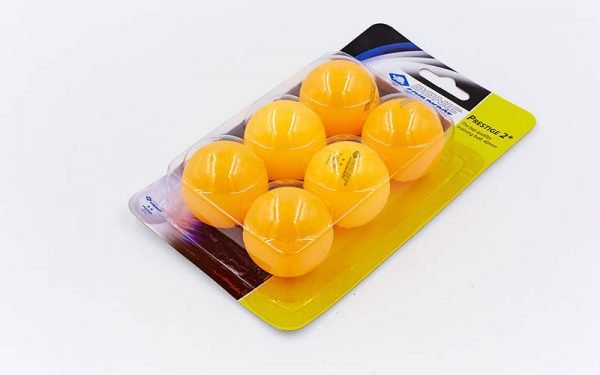 Набор мячей для настольного тенниса 6 штук DONIC МТ-658028 PRESTIGE 2star (целлулоид, d-40мм, оранжевый)