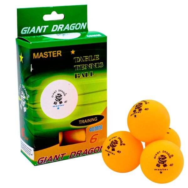 Набор мячей для настольного тенниса 6 штук GIANT DRAGON MASTER 1* (целлулоид, d-40мм, желтый) 33131