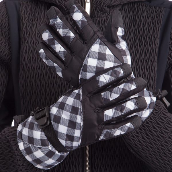 Перчатки горнолыжные теплые женские (р-р M-L, L-XL,  уп.-12пар, цена за 1пару, цвета в ассортименте) - Черный-белый-M-L