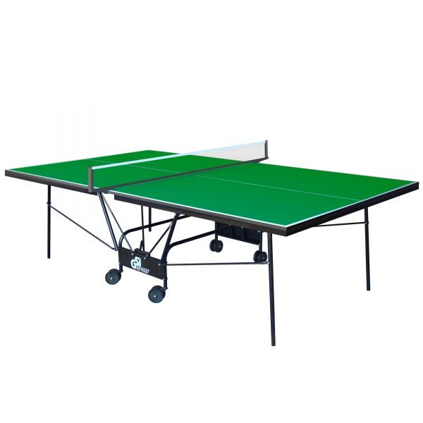 Стол теннисный GSI-Sport (Gk-5/Gp-5) (складной,ДСП толщина 16мм, металлический профиль 30х20мм, размер 2,74х1,52х0,76м, сетка, вес 70кг, синий, зеленый) - Цвет Зеленый