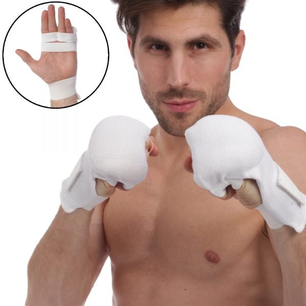 Накладки (перчатки) для каратэ (PL, хлопок, эластан, р-р M-L, белый, манжет на резинке) - M