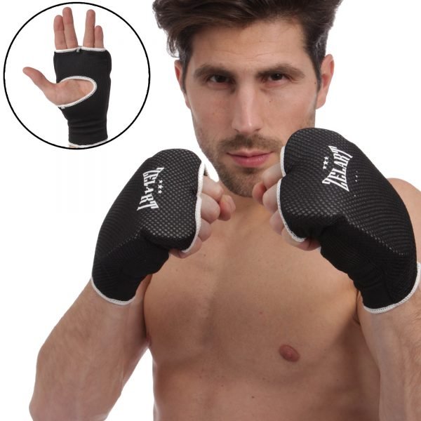 Накладки (перчатки) для каратэ Zelart (PL, хлопок, эластан, р-р S-XL, черный) - L