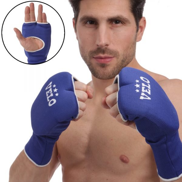 Накладки (перчатки) для каратэ удлиненные VELO (PL, хлопок, эластан, р-р L-XL, цвета в ассортименте) - Синий-L