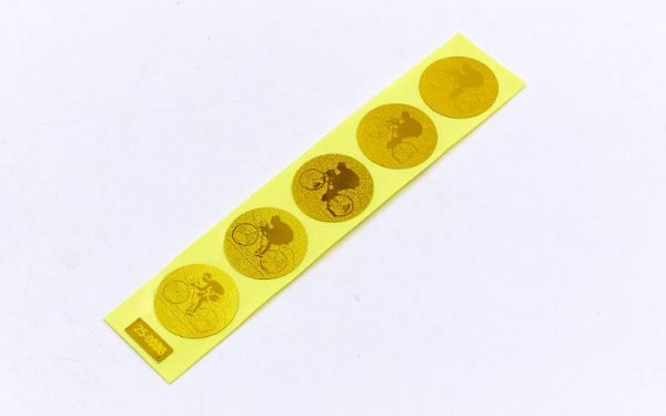 Наклейка (жетон) на медаль, кубок d-2,5см Велогонки (1, 2, 3 место, 1уп.-120шт, цена за 1шт) - Цвет Золотой