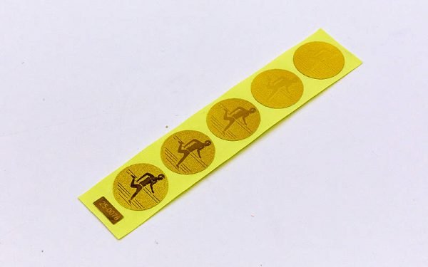 Наклейка (жетон) на медаль, кубок d-2,5см Легк. атлетика (1,2,3 место,1уп.-120шт,цена за1шт) - Цвет Золотой