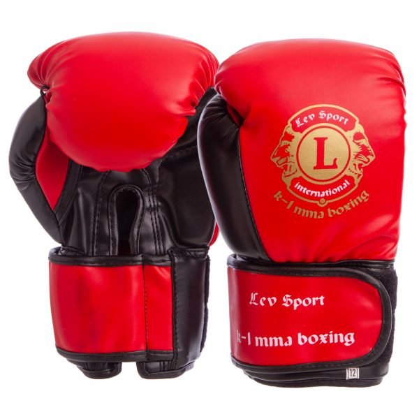 Перчатки боксерские Стрейч на липучке LEV UR ТОП (р-р 10-12oz, цвета в ассортименте) - Красный-10 унции