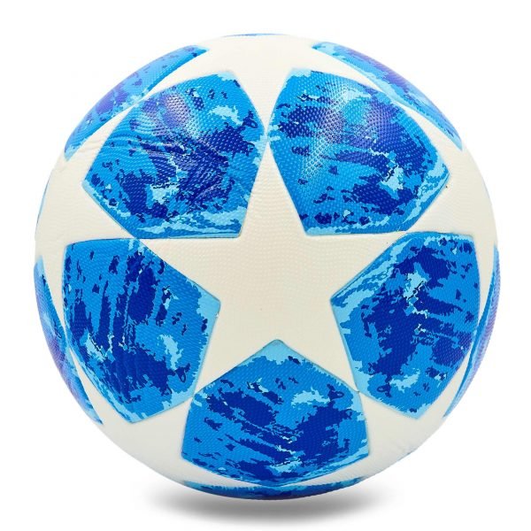 Мяч для футзала №4 Клееный-PVC CHAMPIONS LEAGUE 2018-2019 (белый-голубой) Дубл