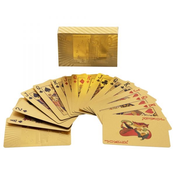 Игральные карты золотые GOLD 500 EURO  (колода в 54 листа, толщина-0,28мм)