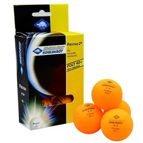Набор мячей для настольного тенниса 6 штук DONIC PRESTIGE 2star (пластик, d-40мм, оранжевый)