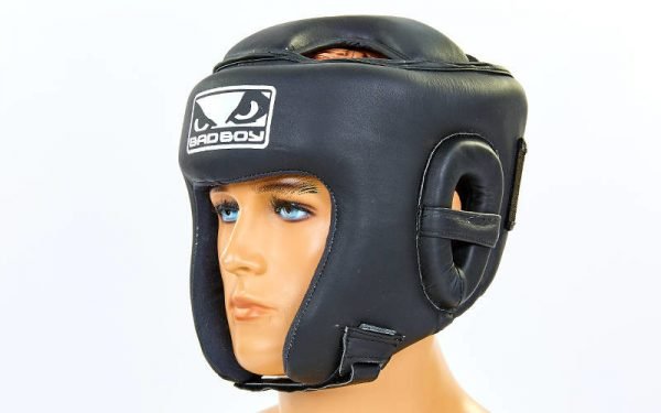 Шлем боксерский открытый с усиленной защитой макушки кожаный BDB (черный, р-р M-XL) - M