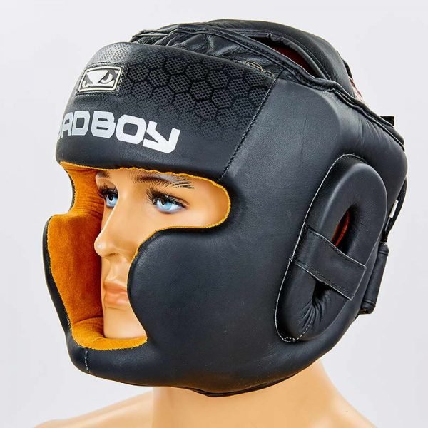 Шлем боксерский с полной защитой кожаный BDB (черный, р-р M-XL) - M