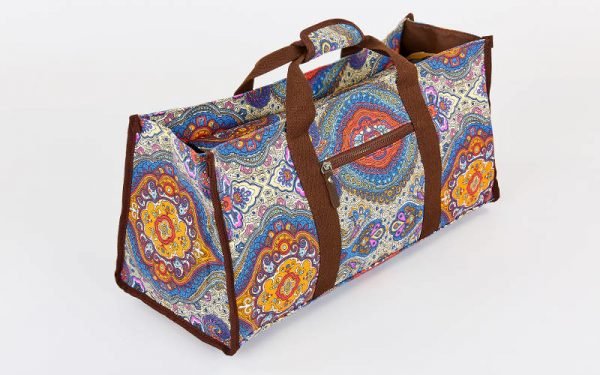 Сумка для фитнеса и йоги Yoga bag DoYourYoga (размер 22х24х54см, полиэстер, хлопок, серый-оранжевый)