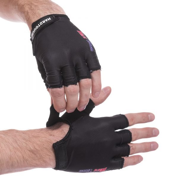 Перчатки для фитнеca HARD TOCH (PVC, PL, открытые пальцы, р-р XS-L, черный) - XS