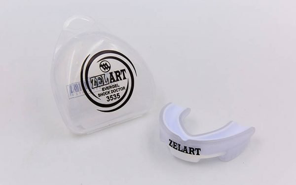 Капа боксерская односторонняя (одночелюстная) двухкомпонентная в футляре Zelart (термопластик, цвета в ассортименте) - Цвет Белый-прозрачный