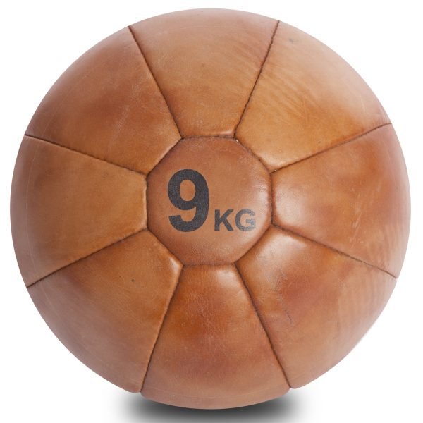 Мяч медицинский медбол VINTAGE Medicine Ball 9кг (кожа, d-30см)